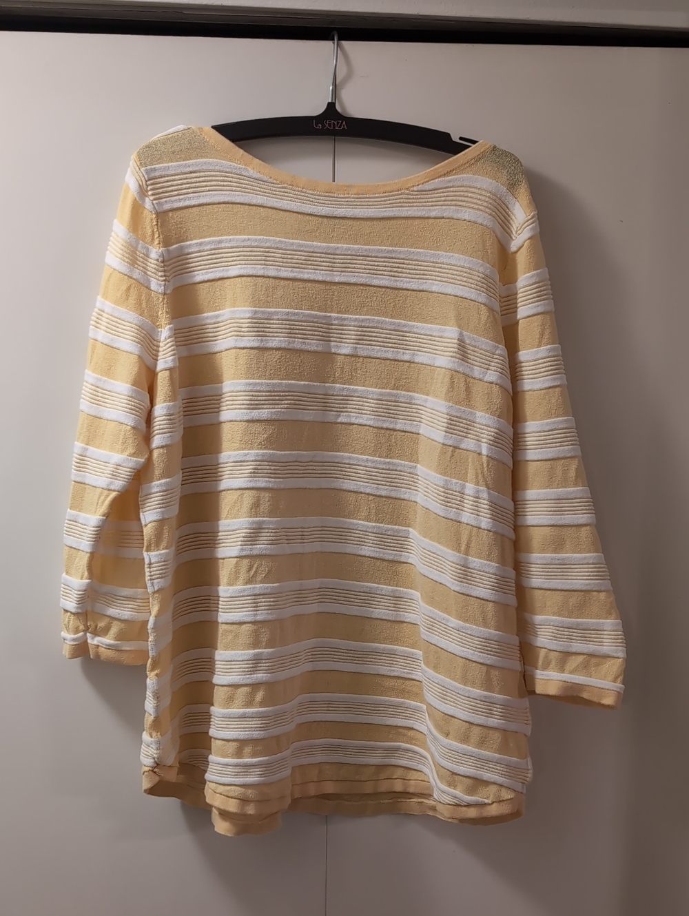 eight eight eight Yellow and White Striped Knit Top